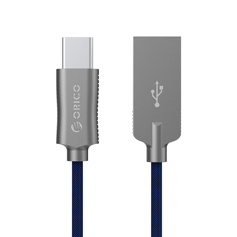 Кабель Type C ORICO HCU-10-V1-BL (BP) <1М, USB2.0, 2.4A, BLUE> V2