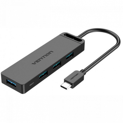 Хаб USB Vention TGKBD <Type-C to 4-Port USB 3.0 Hub with Power Supply Black 0.5M ABS Type>