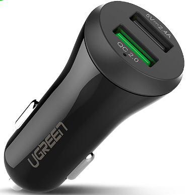 Автомобильное зарядное устройство Ugreen CD114 <BLACK, 2xUSB, 2.4A; 20757>