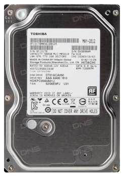Жесткий диск HDD  500Gb Toshiba <SATA-III, 7200rpm, 3.5", 6.0 Gb/s, 64M cache (HDWD105UZSVA)>