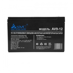 Аккумуляторные батареи для UPS SVC, 12В, 9 Ач размер в мм.: 95*151*65