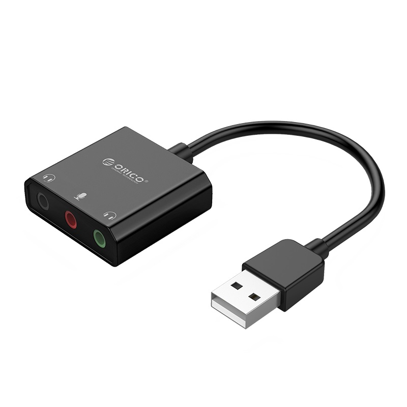 Звуковая карта внешняя USB ORICO SKT3-BK-BP <USB 2.0, 80dB, 15Hz-25KHz, 3.5mm, Cable 10cm>V2