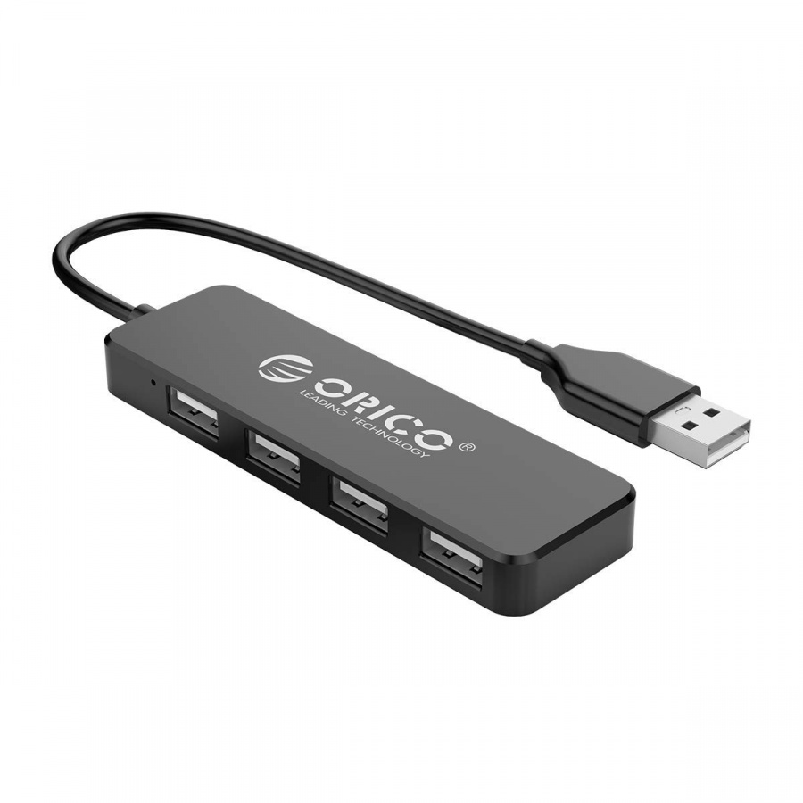 Купить USB Хаб ORICO FL01-BK-BP ‹USB2.0х4, 30cm, 480Mbps, Black› —  Интернет-магазин moon.kz
