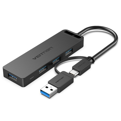 Хаб USB Vention CHTBB <4-Port USB 3.0 Hub with USB-C & USB 3.0 2-in-1 Interface and Power Supply>