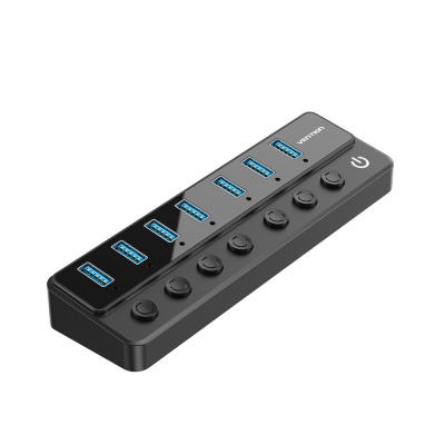 Хаб USB Vention CHXB0-EU <USB B 3.0 to USB 3.0 x7 Hub with Individual Power Switches and DC 5.5mm>