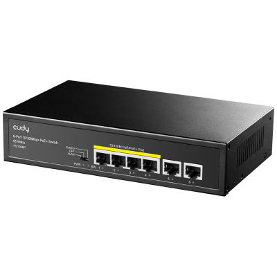 Коммутатор PoE+  6-портовый CUDY FS1006P <6-Port 10/100M PoE+ Switch 60W>