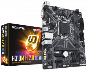 Материнская плата S-1151 H310 Gigabyte GA-H310M H 2.0<2xDDR4 Max 32G, 4xSATA, D-Sub, 2xUSB3.1, mATX>