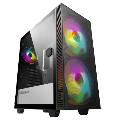 Корпус ПК без БП GameMax Aero <ATX, Tempered glass, 2x200mm, 1x120mm, ARGB, USB3.0x1, 360*210*440mm>