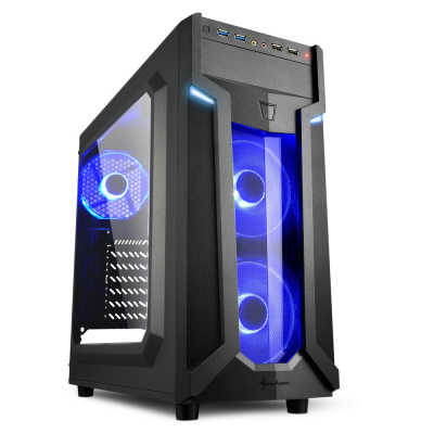 Корпус ПК без БП Sharkoon VG6-W Blue <ATX, 3x3.5, 4x2.5, 2xUSB 3.0, 2xUSB2.0, Audio, 461*200*430mm>