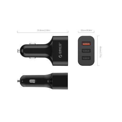 Автомобильное зарядное устройство ORICO UCH-Q3-WH <USBx3, QC3.0, 6.5V/3A, BLACK>