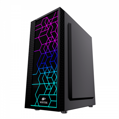 Корпус Wintek Mosaic PW09-05-B TG, ATX/Micro ATX, USB 1*3.0/2*2.0, HD-Audio+Mic, 0,5 mm,1*12cm fRGB