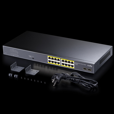 Коммутатор PoE+ GbE 16-портовый CUDY GS1020PS2 <16-Port Gigabit PoE+ Switch, 2 GbSFP, 200W>