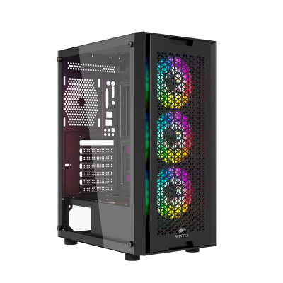 Корпус Wintek Andromeda PRO E306M-B TG, ATX/Micro ATX, USB 2*3.0/1*2.0, 0,5mm, 3*12cm RGB fan, Black