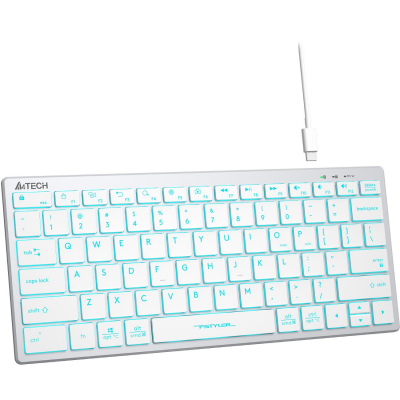 Клавиатура A4tech Fstyler FX61-Ice Blue-LED <USB, SLIM, белый корпус, синяя подсветка>