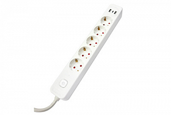 Сетевой фильтр S SMART SM-GS05BK3U-3M ϟ <белый, 16А, 5роз, 3М, EU, 2*USB, Type-C>