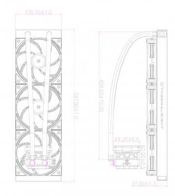 Водяное охлаждение для процессора Frozen Warframe FW360 LCD черный