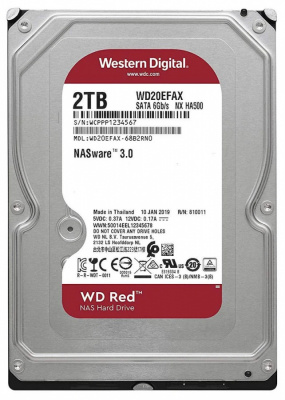 Жесткий диск HDD 2Tb Western Digital RED, SATA-III, 3,5 IntelliPower 256MB (WD20EFAX)