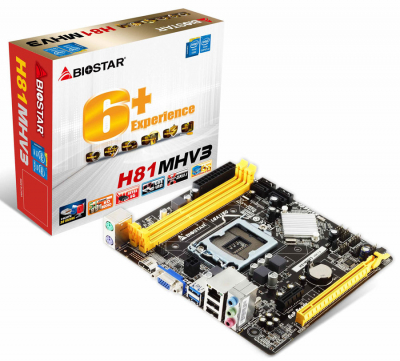 Материнская плата S-1150 H81 Biostar H81MHV3 <2xDDR3, 4xSATA, LAN port, VGA, HDMI, Micro ATX>