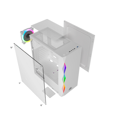 Корпус Wintek Skyline G46-W TG, ATX/Micro ATX, USB 1*3.0/2*2.0, HD-Aud+Mic, 0,5 mm, RGB strip