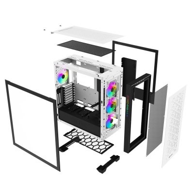 Корпус ПК без БП Sharkoon CA300H Wh <EATX, 4x3.5, 7x2.5, 2xUSB 3.0, 1xTypeC, Audio, 505*235*520mm>