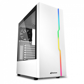 Корпус ПК без БП Sharkoon RGB SLIDER wh<ATX, 2x3.5, 5x2.5,2xUSB 3.0,1xUSB 2.0, Audio, 400*190*456mm>