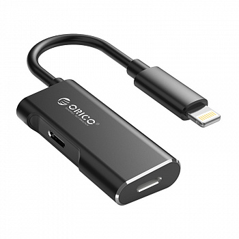 Адаптер ORICO DX01-BK-BP <Lightning 5V2A, 2хUSB Type-C, 20*43*9mm>