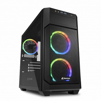 Корпус ПК без БП Sharkoon V1000 RGB <mATX, 2x3.5, 6x2.5,2xUSB 3.0, 450*200*402mm>
