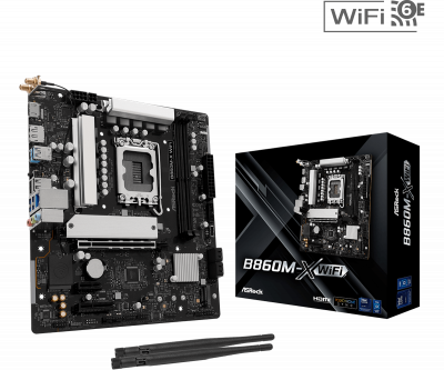 Материнская плата ASRock B860M-X WIFI LGA1851 2xDDR5 4xSATA 2xM.2 1xHDMI 1xDP WiFi mATX
