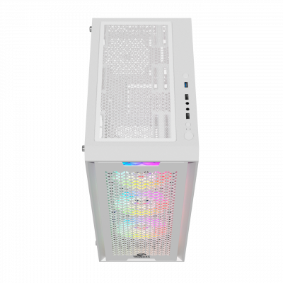 Корпус Wintek Andromeda PRO E306M-W TG, ATX/Micro ATX, USB 2*3.0/1*2.0, 0,5mm, 3*12cm RGB fan, White