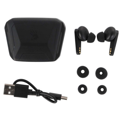 Наушники TWS Bloody M70-Black+Blue <BTv5.0, 400+60mAh, MOCI, 99dB, LED>