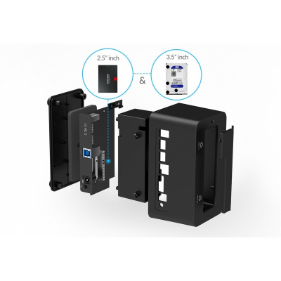 Док-станция HDD 2.5/3.5" ORICO 6619US3-V1-EU-BK-BP <USB3.0, SATA III,  кабель 1М>