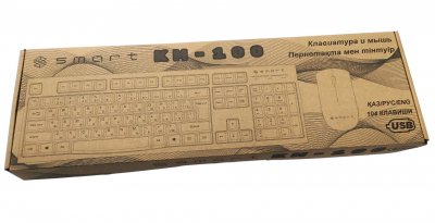 Клавиатура+мышь SMART KM-100 <USB, 1.5М, 104 мембранные клавиши, BLACK, kaz/rus/eng>