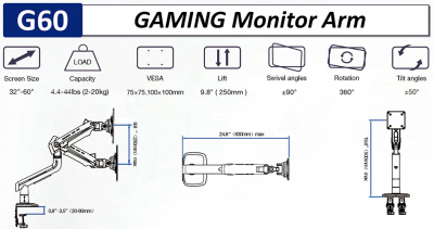 Крепление для монитора North Bayou G60 <32''-60''>