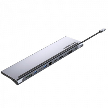 Докстанция Vention THSHC <Multi-function USB-C to DP/HDMI/VGA/USB-C Gen 1/USB 3.0x2/USB 2.0/RJ45/SD>