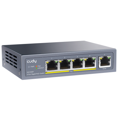 Коммутатор PoE+ GbE  5-портовый CUDY GS1005P <5-Port Gigabit PoE+ Switch 60W>