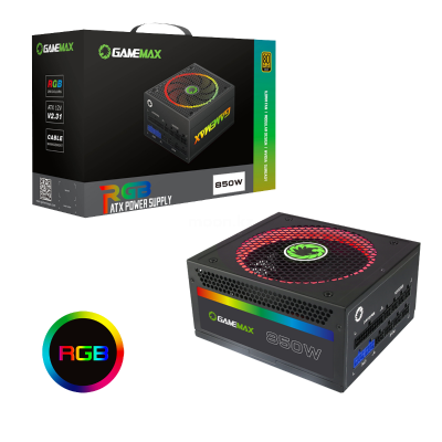 Блок питания ПК  850W GameMax RGB-850 <12cm fan, with APFC, 1x24PIN,1x12V8pin(4+4),8xSATA>