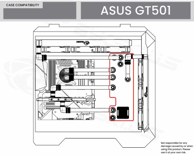 Плата для кейса ASUS TUF Gaming GT501 Bykski RGV-AS-GT501-P + помпа CP-PMD3COV-X