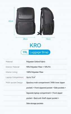 Рюкзак для ноутбука Vention KROB0 <Laptop Backpack (45cm x 28cm x 15cm) Black>