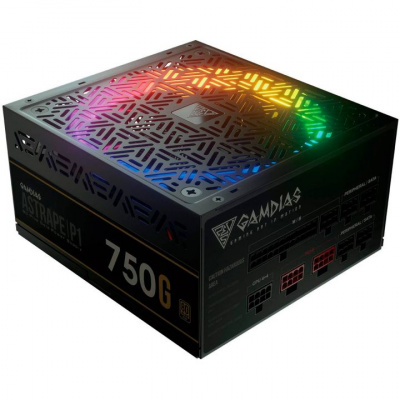 Блок питания ПК  900W GAMDIAS ASTRAPE P1-750G 80PLUS GOLD <750W, RGB, APFC,135mmFAN>