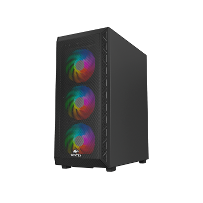 Корпус Wintek Mars PS195-6-M-B TG, ATX/Micro ATX, USB 1*3.0/2*2.0, 0,45mm, 4*12cm ARGB fan, Black