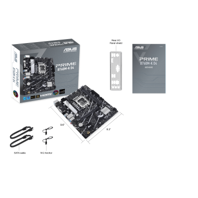 Материнская плата ASUS PRIME B760M-K D4, LGA1700 2xDDR4 4xSATA3 2xM.2 RAID VGA HDMI mATX