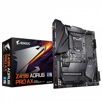 Материнская плата GIGABYTE Z490 AORUS PRO AX LGA1200 <3xPCI-E HDMI GbLAN Wi-Fi RAID ATX 4DDR4>