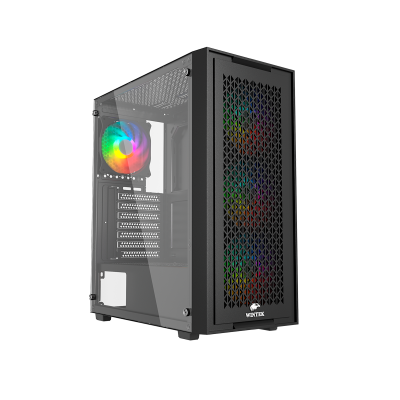 Корпус Wintek Moon PS195-5-B TG, ATX/Micro ATX, USB 1*3.0/2*2.0, 0,45mm, 4*12cm RGB fan, Black