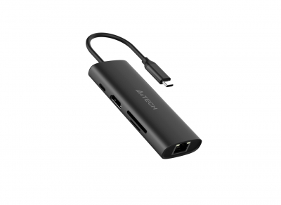 Адаптер A4tech DST-80C <100W, 1 x USB-C PD, 1 x USB-C, 4K HDMI@30Hz, 1 x TF, 1 x SD, 1 x LAN>