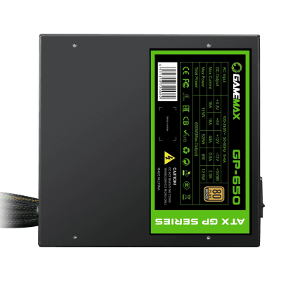 Блок питания ПК  650W GameMax GP-650<14cm fan, with APFC,1x24PIN,12V8pin(4+4),5xSATA,2xPCI-6+2PIN>