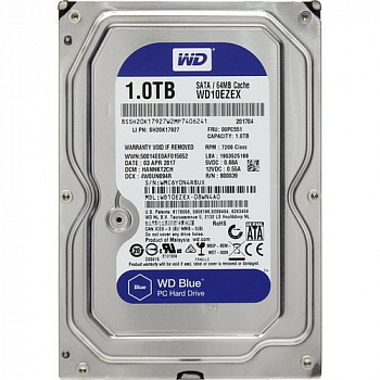 Жесткий диск HDD 1Tb WD Caviar Blue, Serial ATA III, 7200, 64Mb 3.5" (WD10EZRZ)
