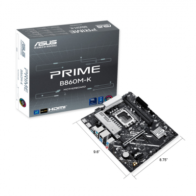 Материнская плата ASUS PRIME B860M-K, LGA1851 B860 2xDDR5 4xSATA 2xM.2 HDMI DP USB-C mATX
