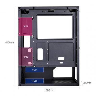 Корпус Wintek Rider F509 TG, ATX/Micro ATX, USB 1*3.0/2*2.0, HD-Audio+Mic, 0,55mm, 4*120mm ARGB Fans