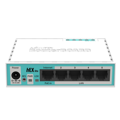 Маршрутизатор MikroTik RB750r2 hEX lite  with 850MHz CPU, 64MB RAM, 5 LAN ports, RouterOS L4, plasti
