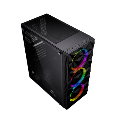 Корпус Wintek Spike G02 TG, ATX/Micro ATX, USB 1*3.0/2*2.0, HD-Audio+Mic, 0,5 mm, 3*12cm ARGBfan